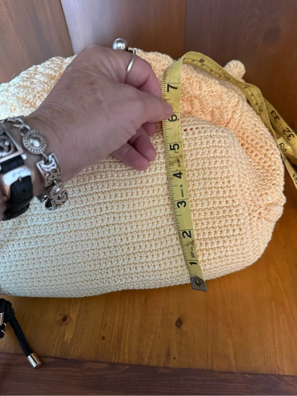 The Sak Vintage Y2K Cream Hand Crochet Hobo Shoulder Bag Textured Bubble Knit